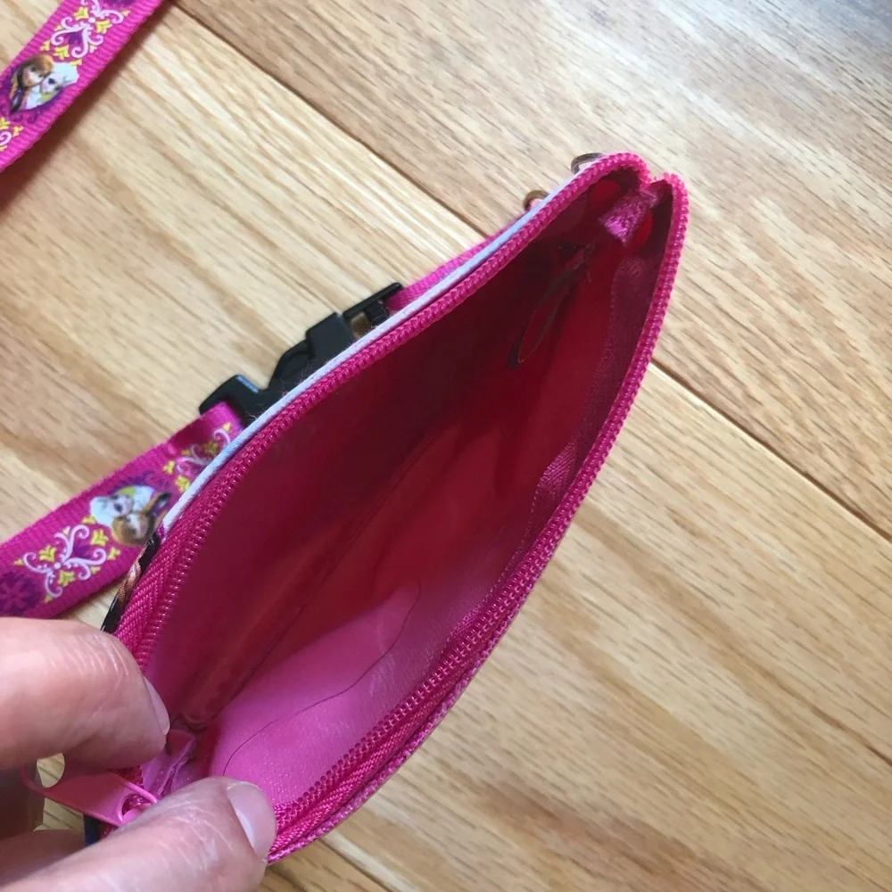 Disney Pink Frozen Lanyard Wallet with Anna & Elsa